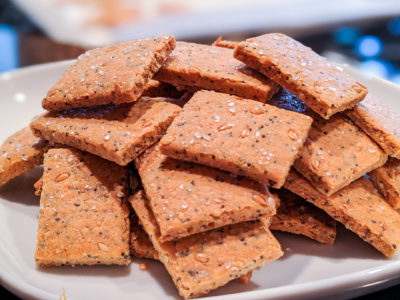 Keto Almond Parmesan Crackers w/ Poppy, Sesame, & Flax Seeds